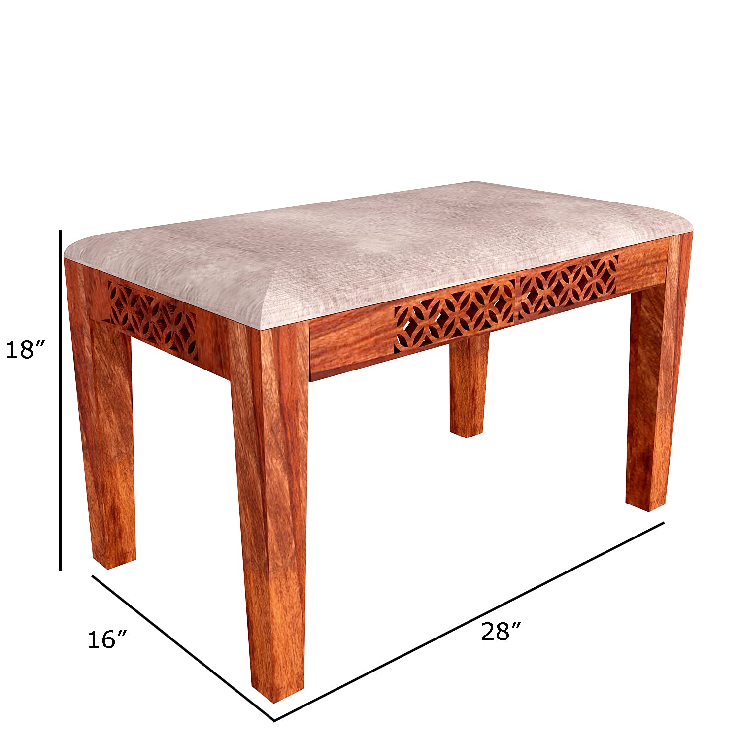 Sheesham Wood Dining Table (34x34) with 3 Chairs & 1 Bench | 4 Seater Dining Set