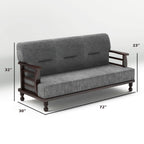 Solid Wood 3 Seater Wooden Sofa Set for Living Room Furniture Fabric 3 Seater Sofa