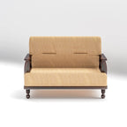 Solid Wood 2 Seater Wooden Sofa Set for Living Room Furniture Fabric 2 Seater Sofa