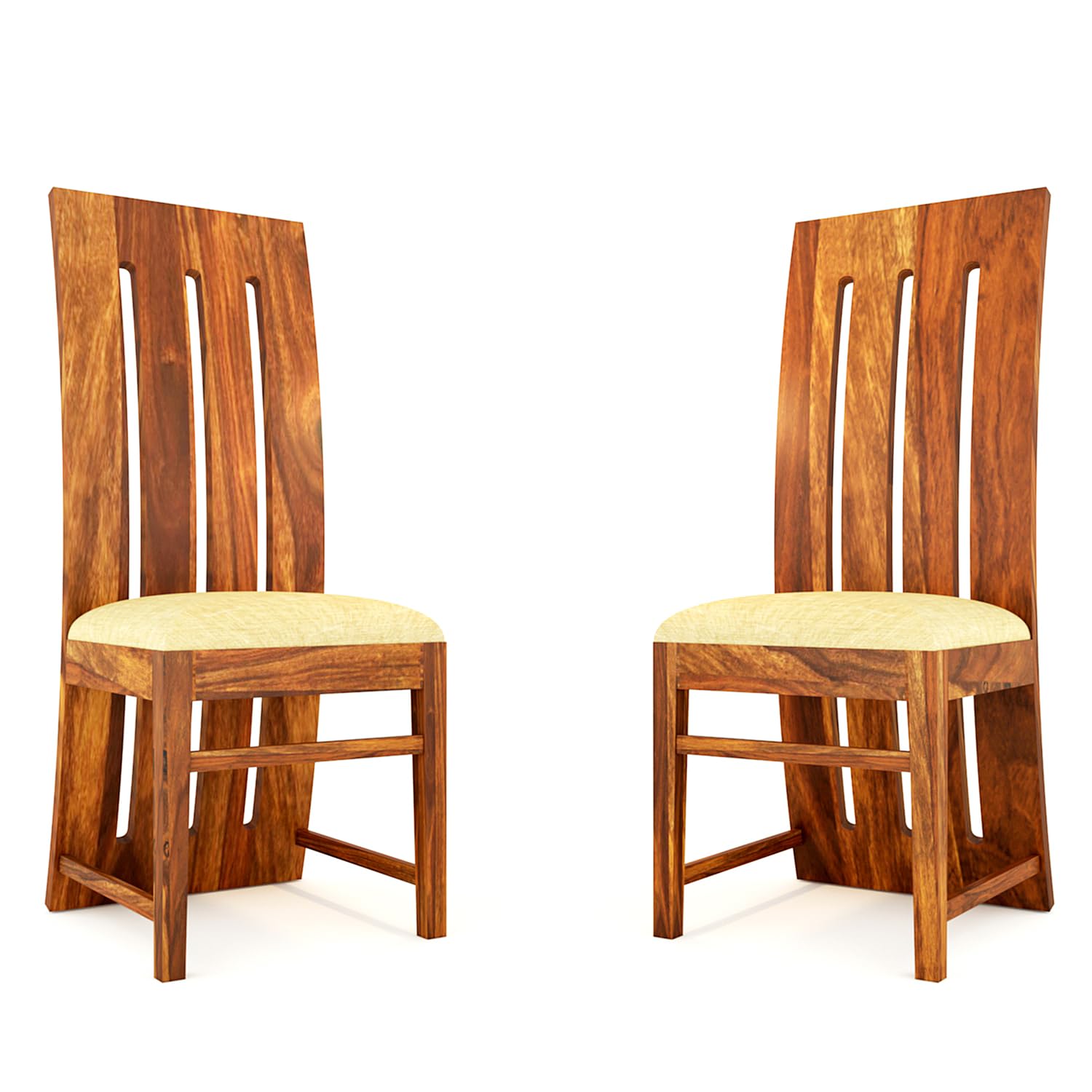Modern Home Furniture | Solid Wood Dining Chair Set of 2 | Study & Multipurpose Chair for Home & Office | Honey Finish | Pre Assembled (Ready to Use)