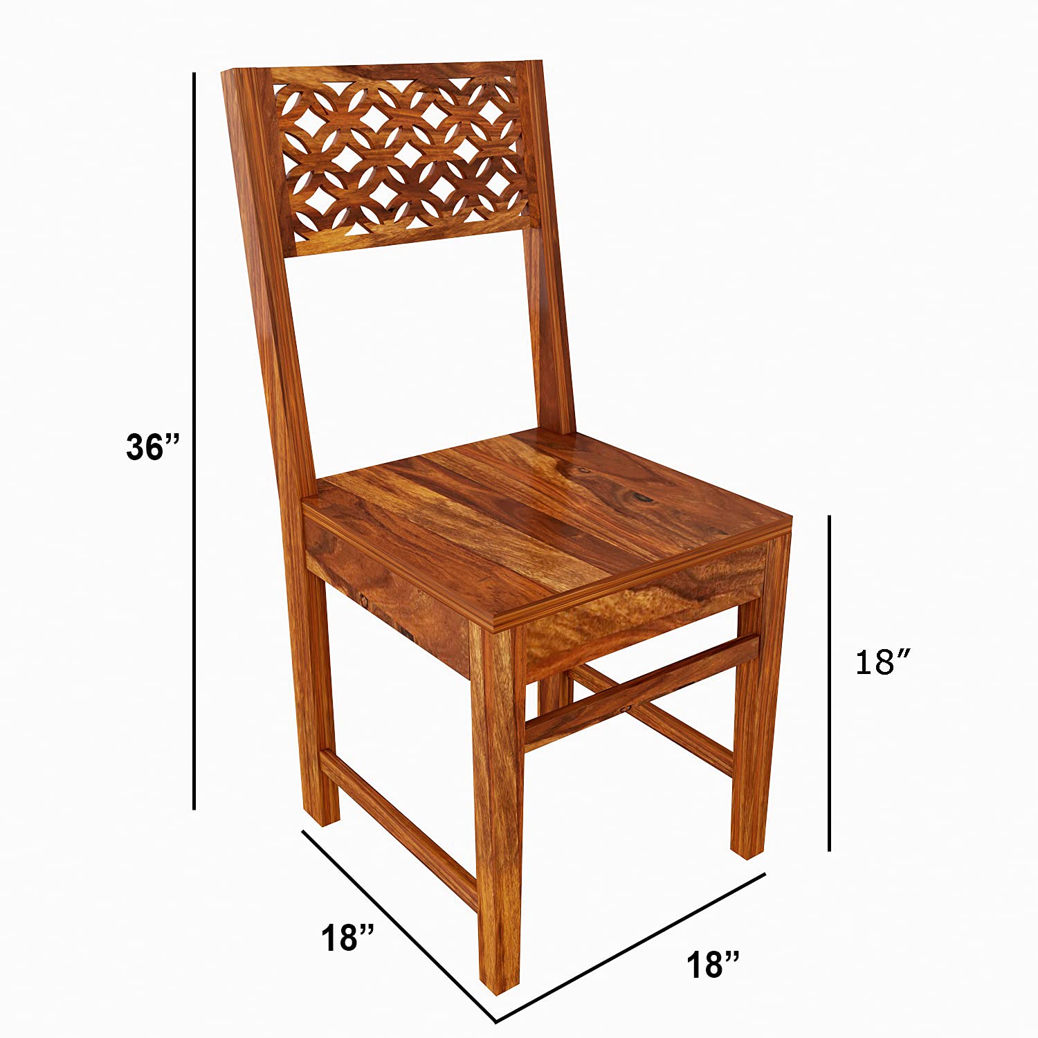 Sheesham Wood CNC Cutting Dining Table(57x35) with 4 Chairs, 1 Bench | 6 Seater Dining Set