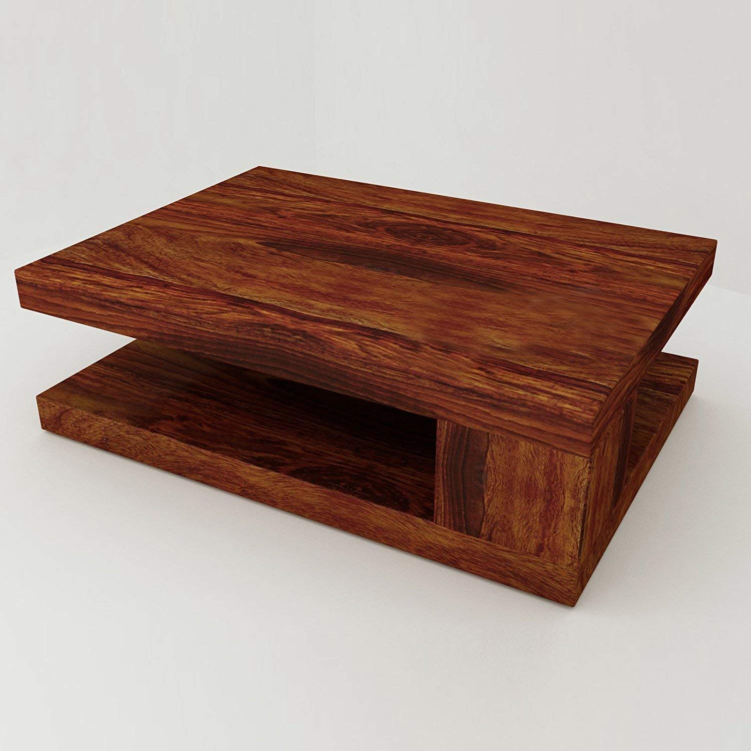 KendalWood Furniture Solid Wood Rectangle Shape Coffee Table for Living Room | Sofa Center Table - Natural Brown