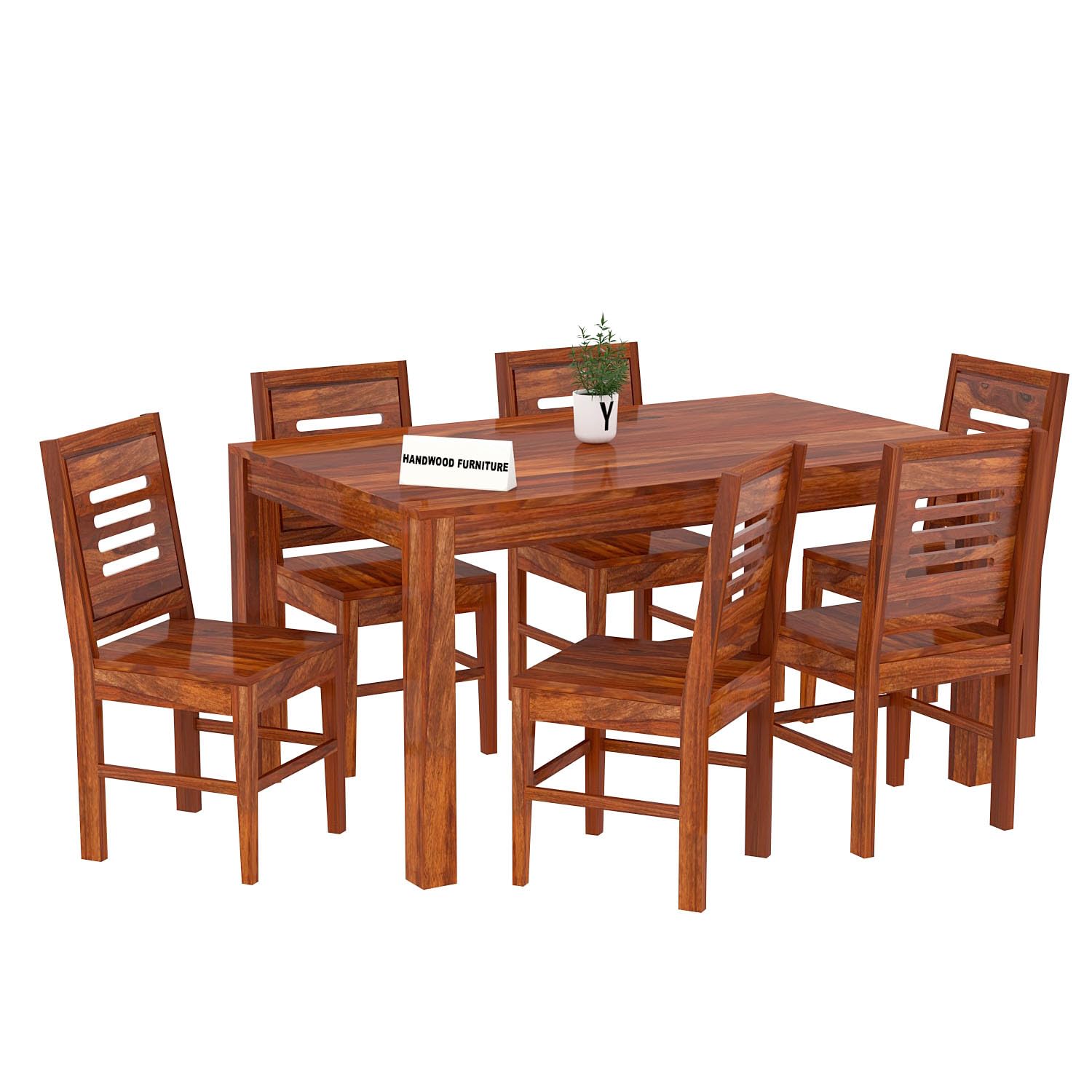 Sheesham Wood Dining Table(57x35) with 6 Chairs | 6 Seater Dining Set |Wooden Dining Table with Chair - Dining Room Furniture