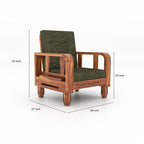 Solid Wood 1 Seater Wooden Sofa Set for Living Room Furniture Fabric 1 Seater Sofa