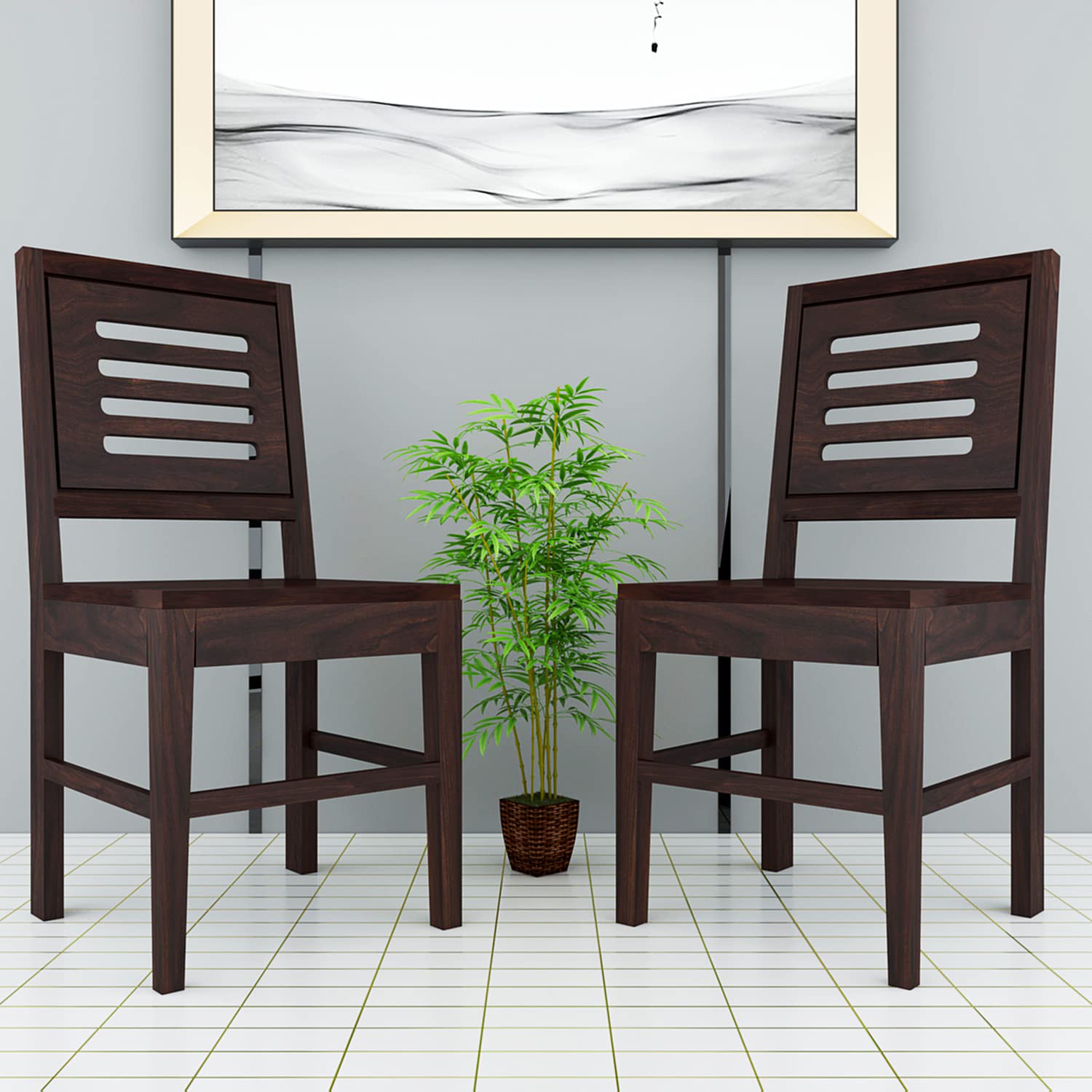 Furniture Solid Sheesham Wood Dining Chair Set of 2