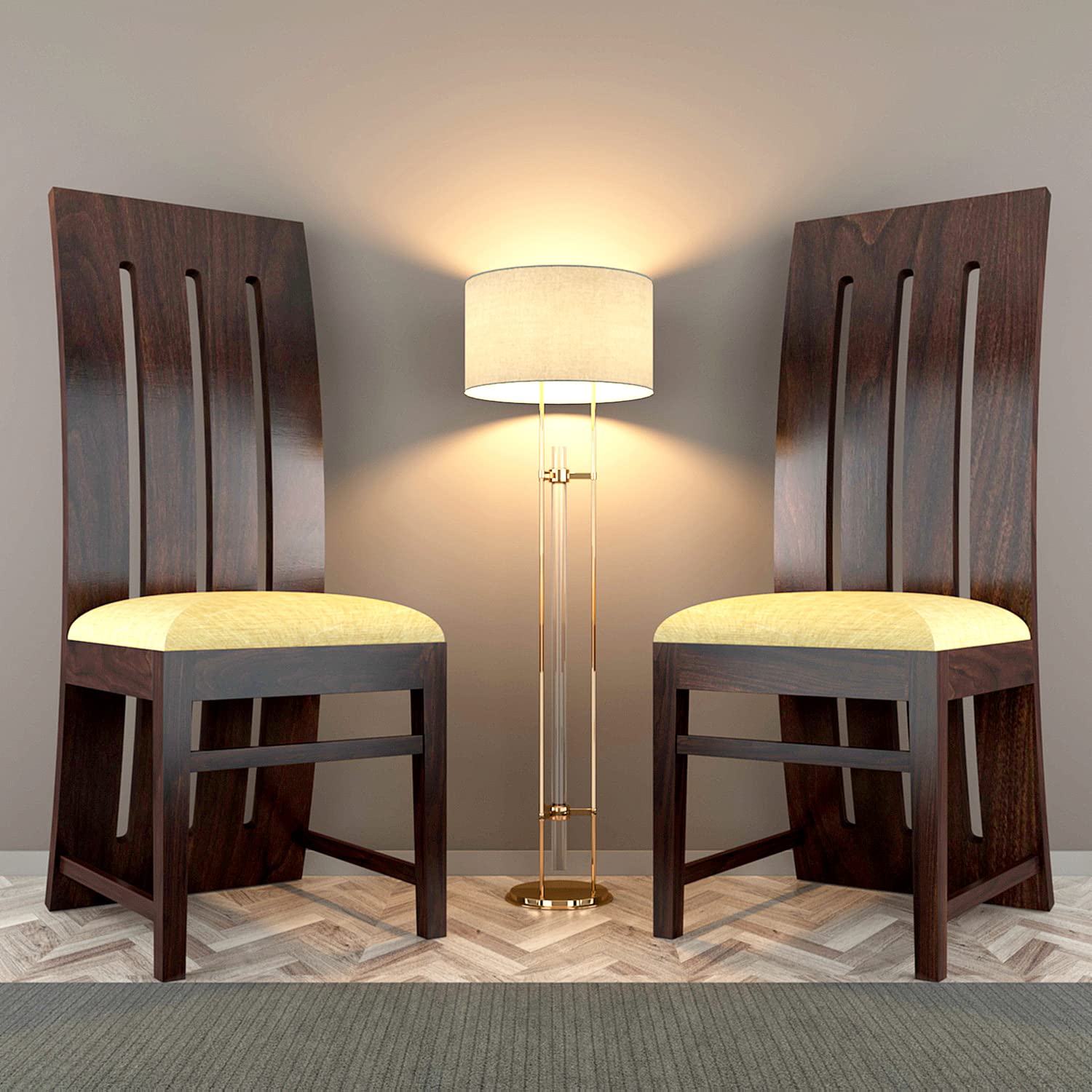 Modern Home Furniture | Solid Wood Dining Chair Set of 2 | Study & Multipurpose Chair for Home & Office | Honey Finish | Pre Assembled (Ready to Use)