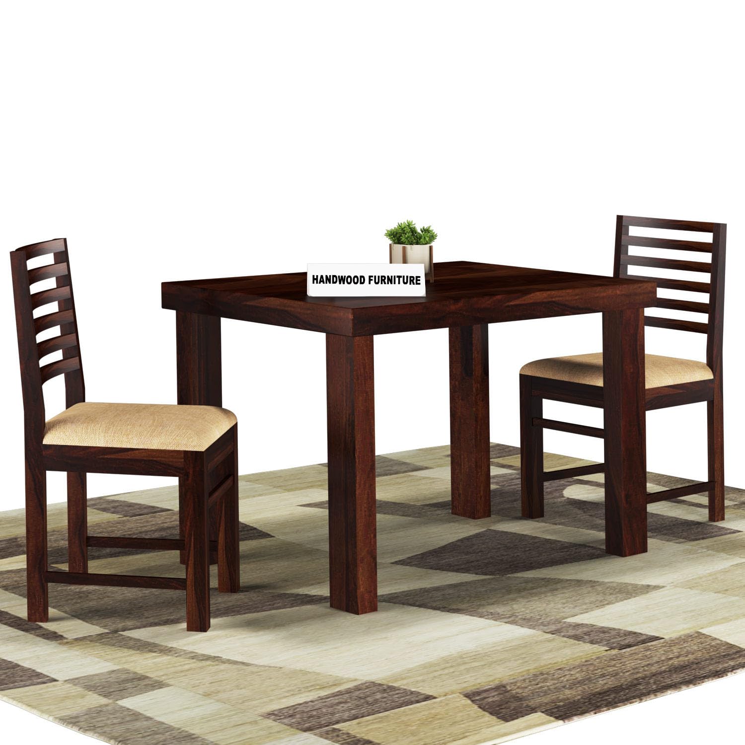 Premium Sheesham Wood Dining Table (45x30) with 2 Chairs | 2 Seater Dining Set | Wooden Dining Table with Chair