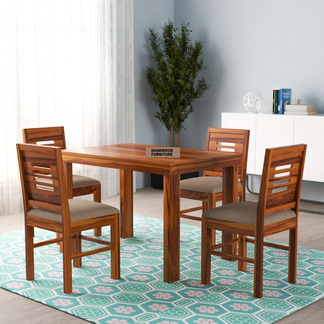 Premium Sheesham Wood Dining Table(45x30) with 4 Chairs | 4 Seater Dining Set | Wooden Dining Table with Chair