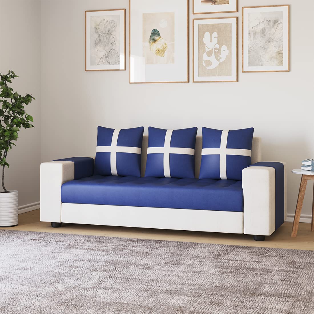 3 Seater Fabric Sofa Set for Living Room Furniture | Wooden 3 Seater Sofa Set | Sofa for Home & Office