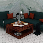 Square Sheesham Wood Coffee Table for Living Room | Wooden Center Table