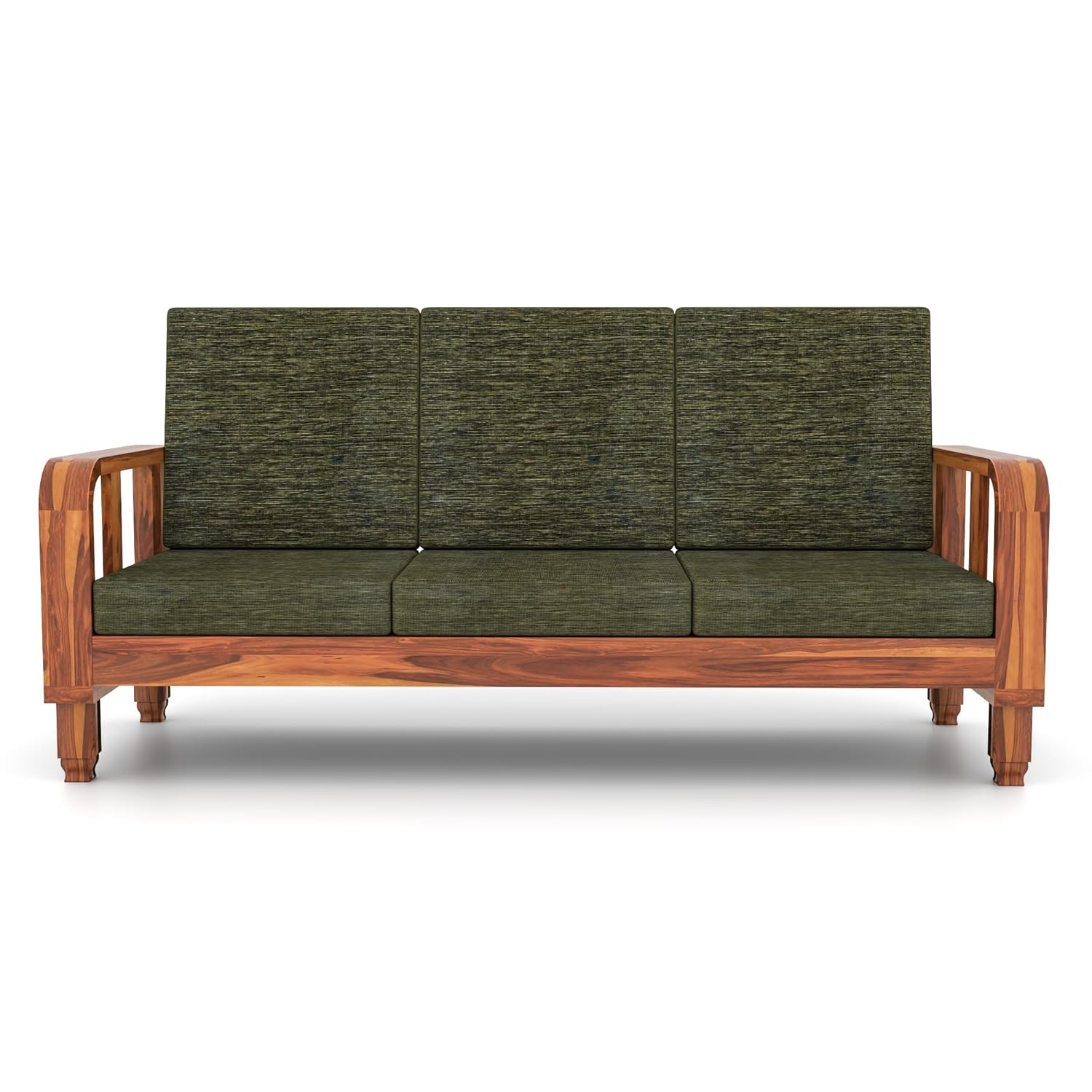 Solid Wood 6 Seater Wooden Sofa Set for Living Room Furniture 6 Seater 3+2+1 Fabric Sofa Set with Center Table