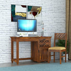 Solid Sheesham Wood Wooden Office Table & Chair Set