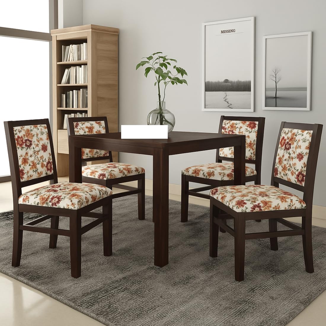 Sheesham Wood Dining Table(45x30 Inch) | 4 Seater Dining Set | Wooden Dining Table with Chairs - Dining Room Furniture