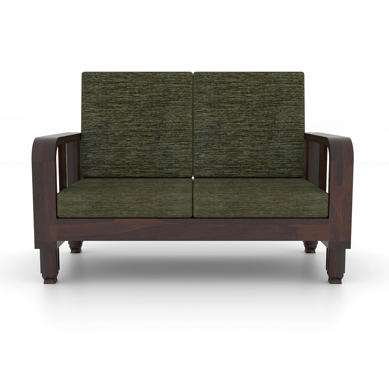 Solid Wood 2 Seater Wooden Sofa Set for Living Room Furniture Fabric 2 Seater Sofa