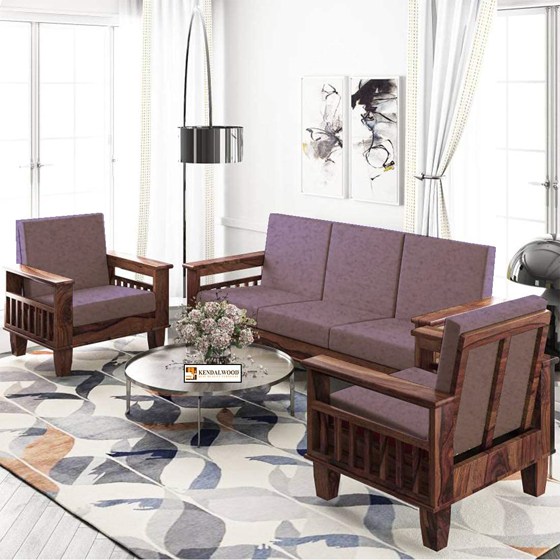 Solid Sheesham Wood Sofa Set | 5 Seater Wooden Sofa Set | 3+1+1 Sofa | Sofa Set