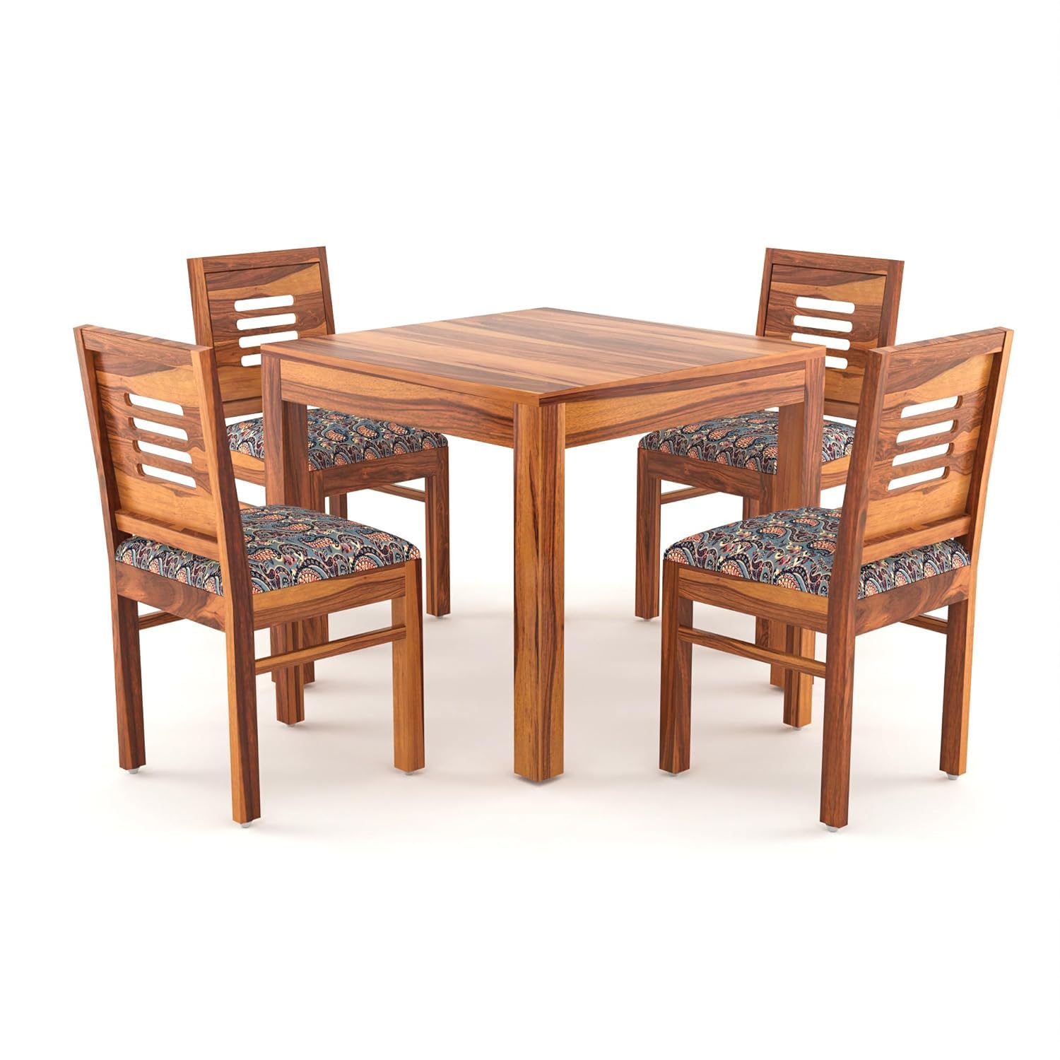 Sheesham Wood Dining Table (34x34 Inch) with 4 Chairs | Wooden Dining Table with Chair | Dining Room Furniture