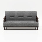 Solid Wood 3 Seater Wooden Sofa Set for Living Room Furniture Fabric 3 Seater Sofa