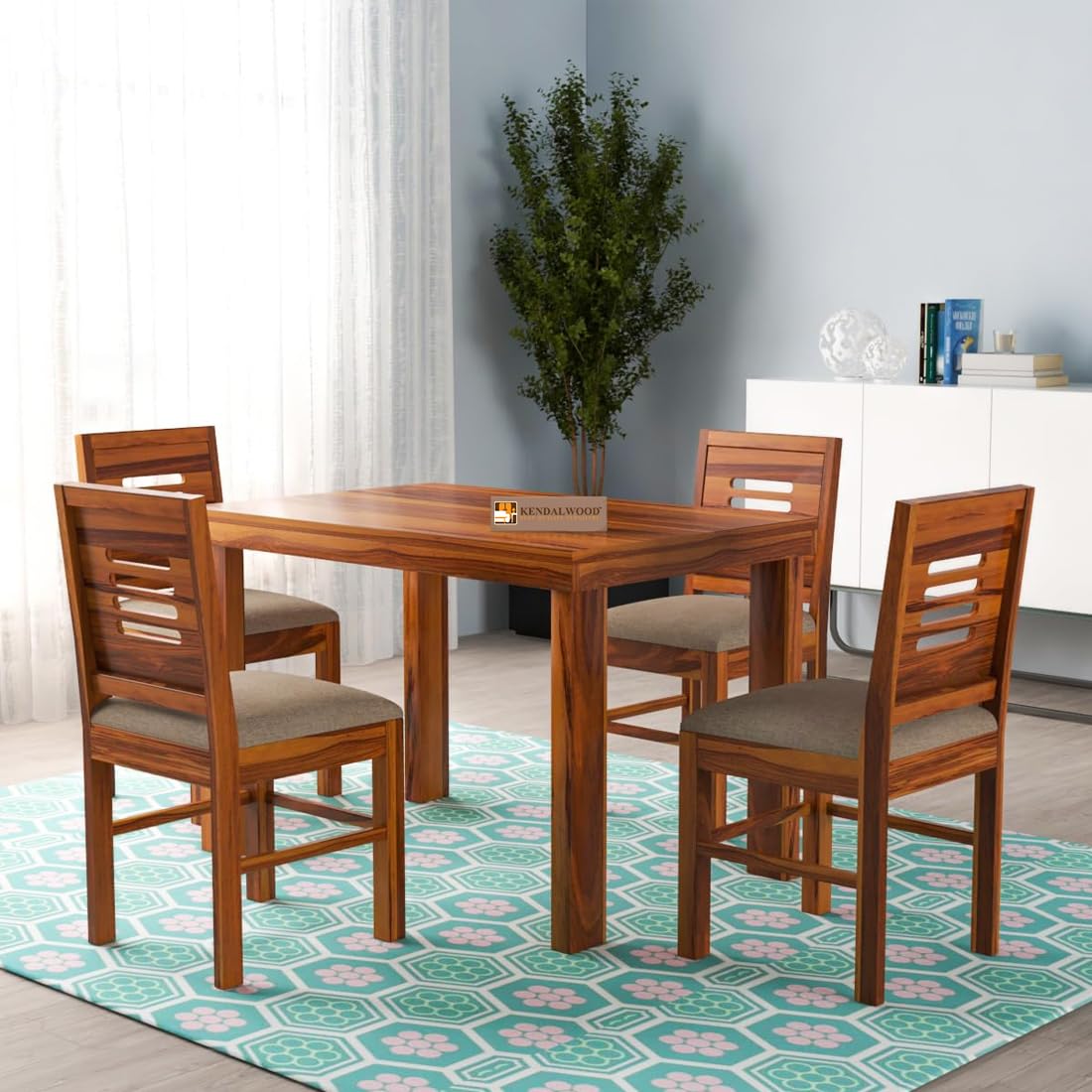 Sheesham Wood Dining Table (45x30 Inch) with 4 Chairs | Wooden Dining Table with Chair - Dining Room Furniture