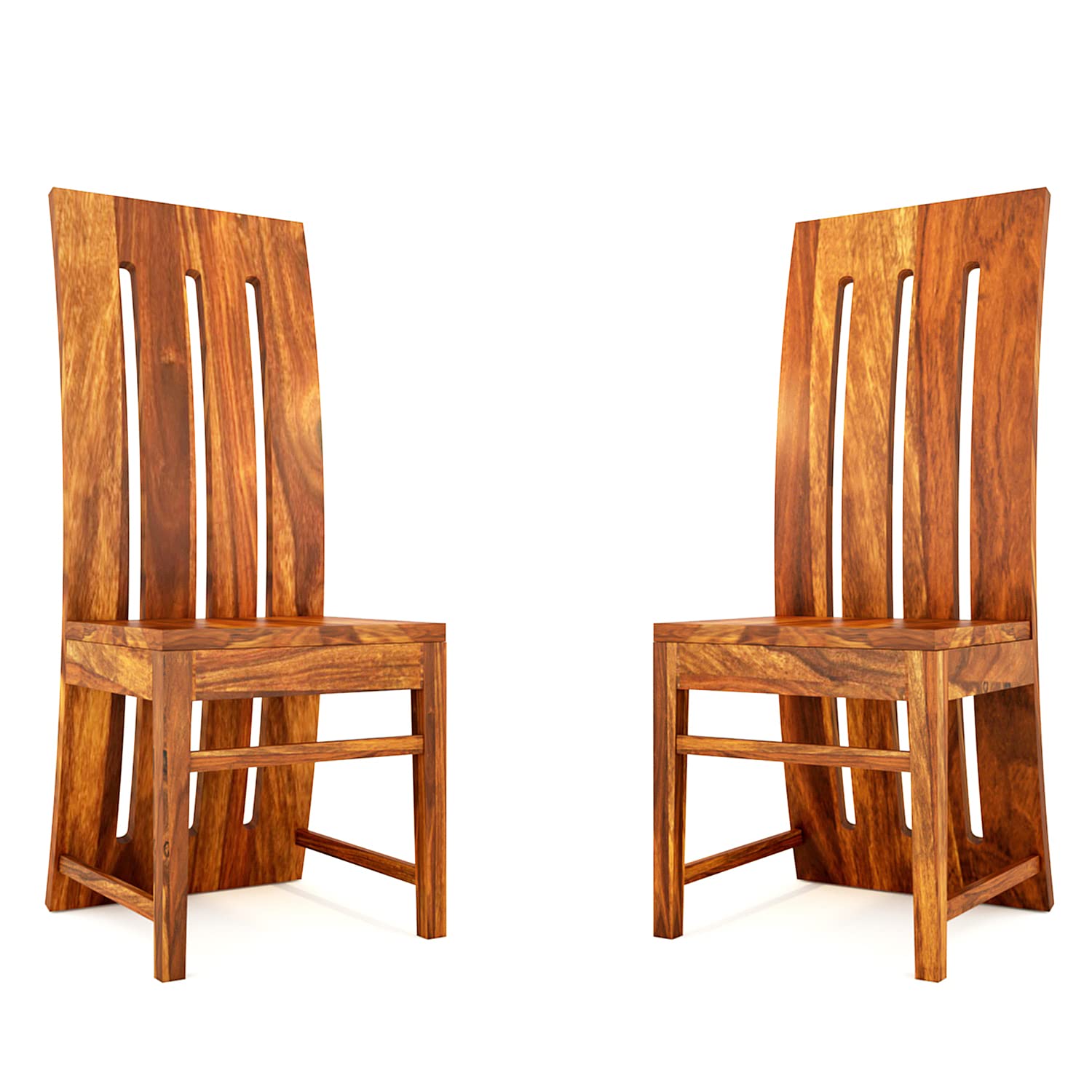 Modern Home Furniture | Solid Wood Dining Chair Set of 2 | Study & Multipurpose Chair for Home & Office | Honey Finish | Pre Assembled (Ready to Use)