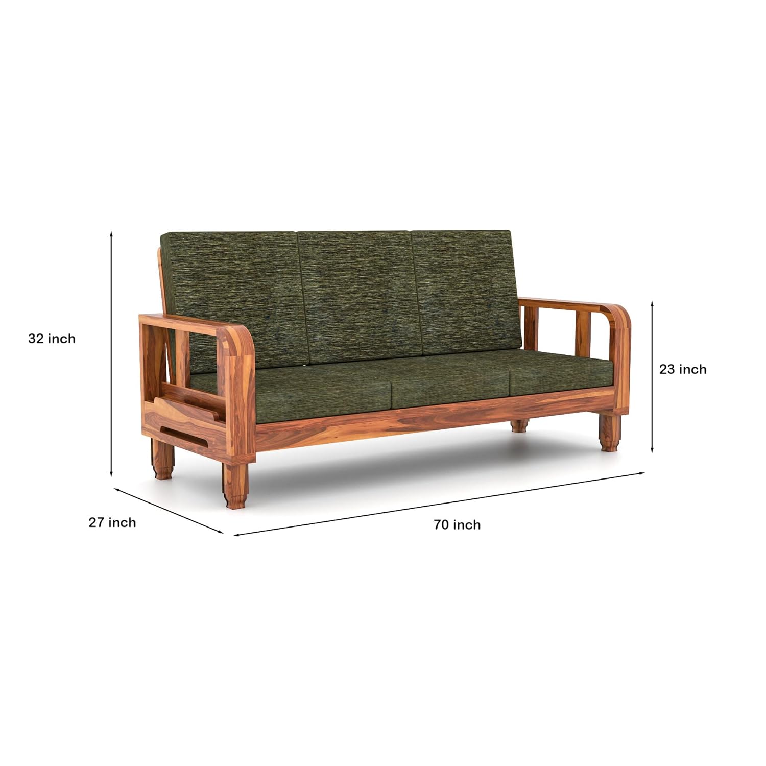 Solid Wood 6 Seater Wooden Sofa Set for Living Room Furniture 6 Seater 3+2+1 Fabric Sofa Set with Center Table