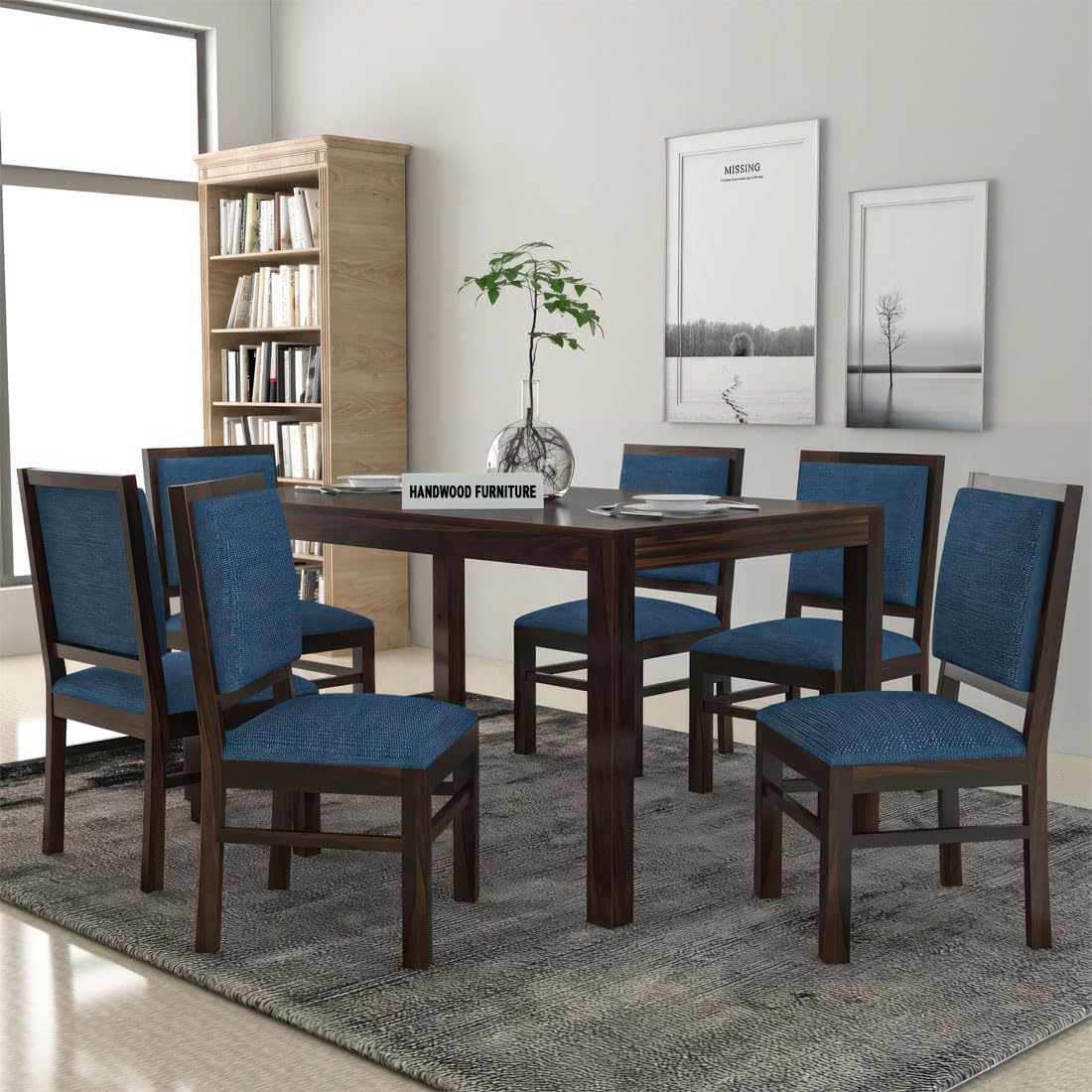 Premium Dining Room Furniture Wooden Dining Table with 6 Chairs | Solid Wood 6 Seater Dining Set