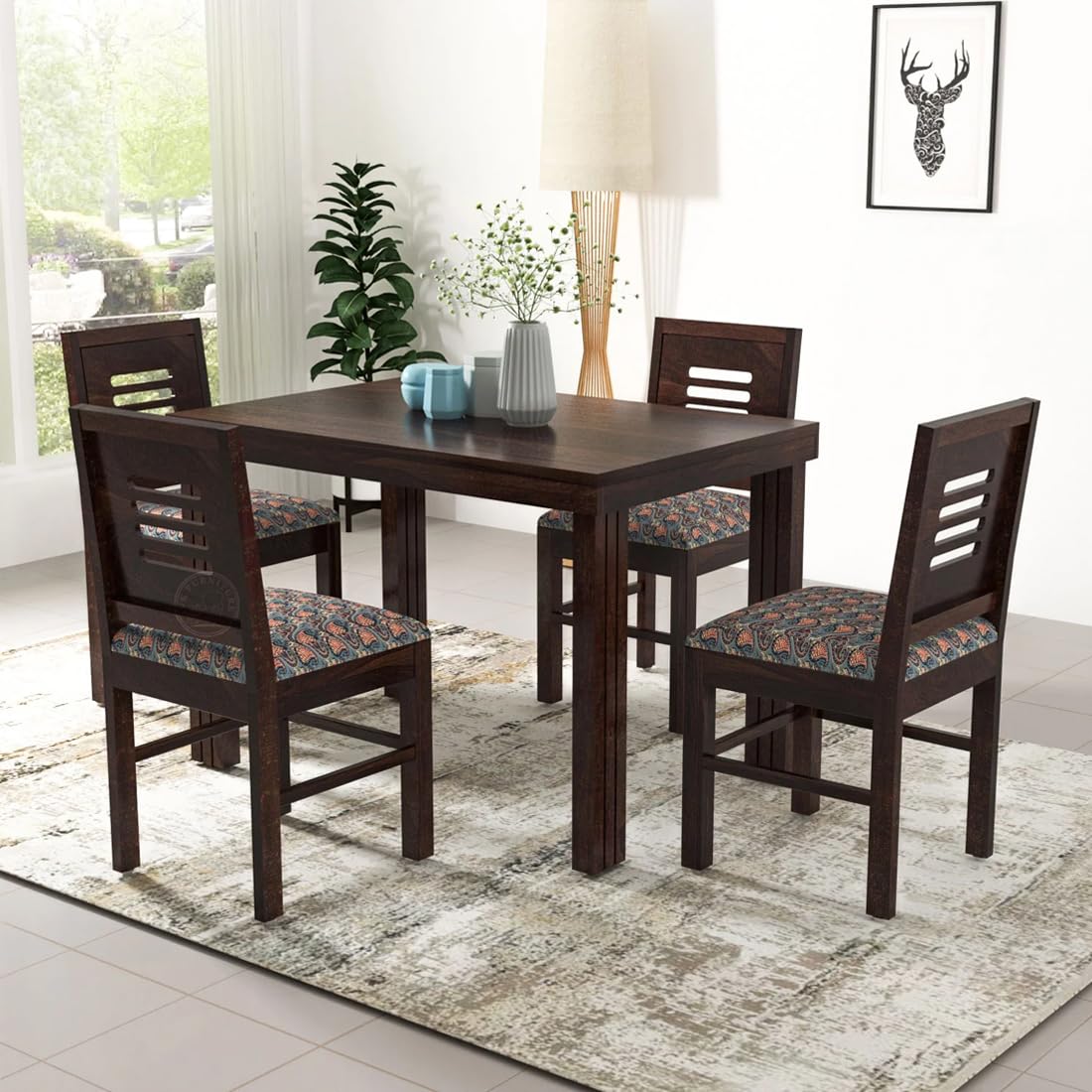 Sheesham Wood Dining Table (45x30 Inch) with 4 Chairs | Wooden Dining Table with Chair - Dining Room Furniture