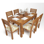 Sheesham Wood Dining Table(57x35) with 6 Chairs | 6 Seater Dining Set | Wooden Dining Table with Chair - Dining Room Furniture