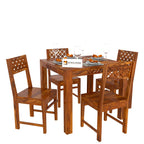 Sheesham Wood CNC Cuting Dining Table with Chairs & | Dining Room Furniture 4 Seater Dining Set