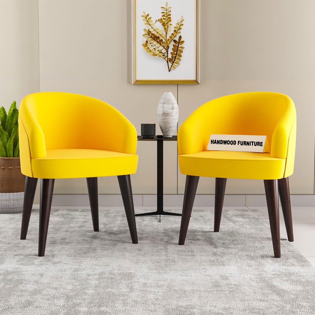 Modern Home Furniture|Solid Wood Cushion Dining Chair Set of 2 with Velvet Fabric | Study Chair for Home & Office