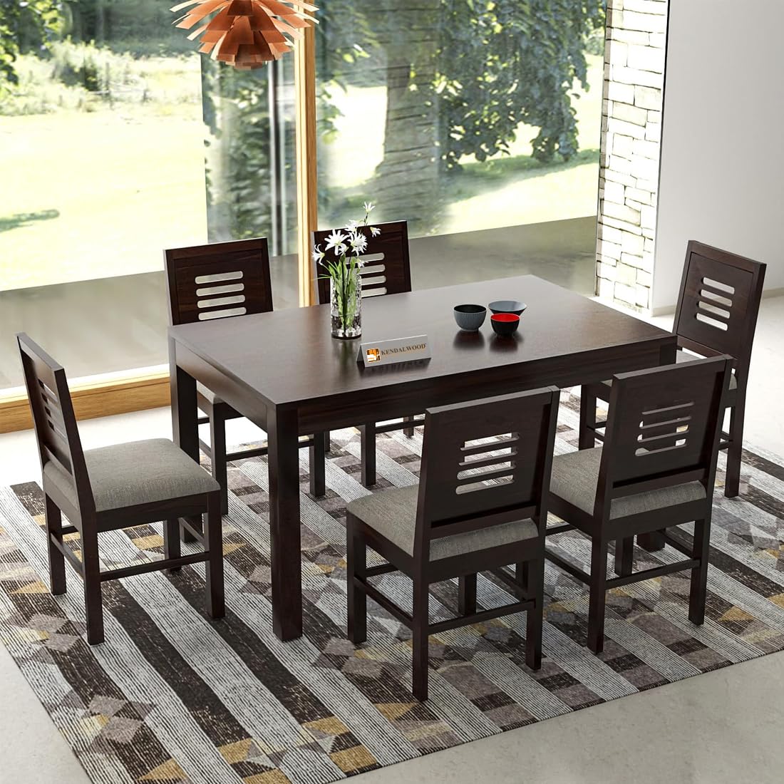 Sheesham Wood Dining Table(57x35) with 6 Chairs | 6 Seater Dining Set | Wooden Dining Table with Chair - Dining Room Furniture