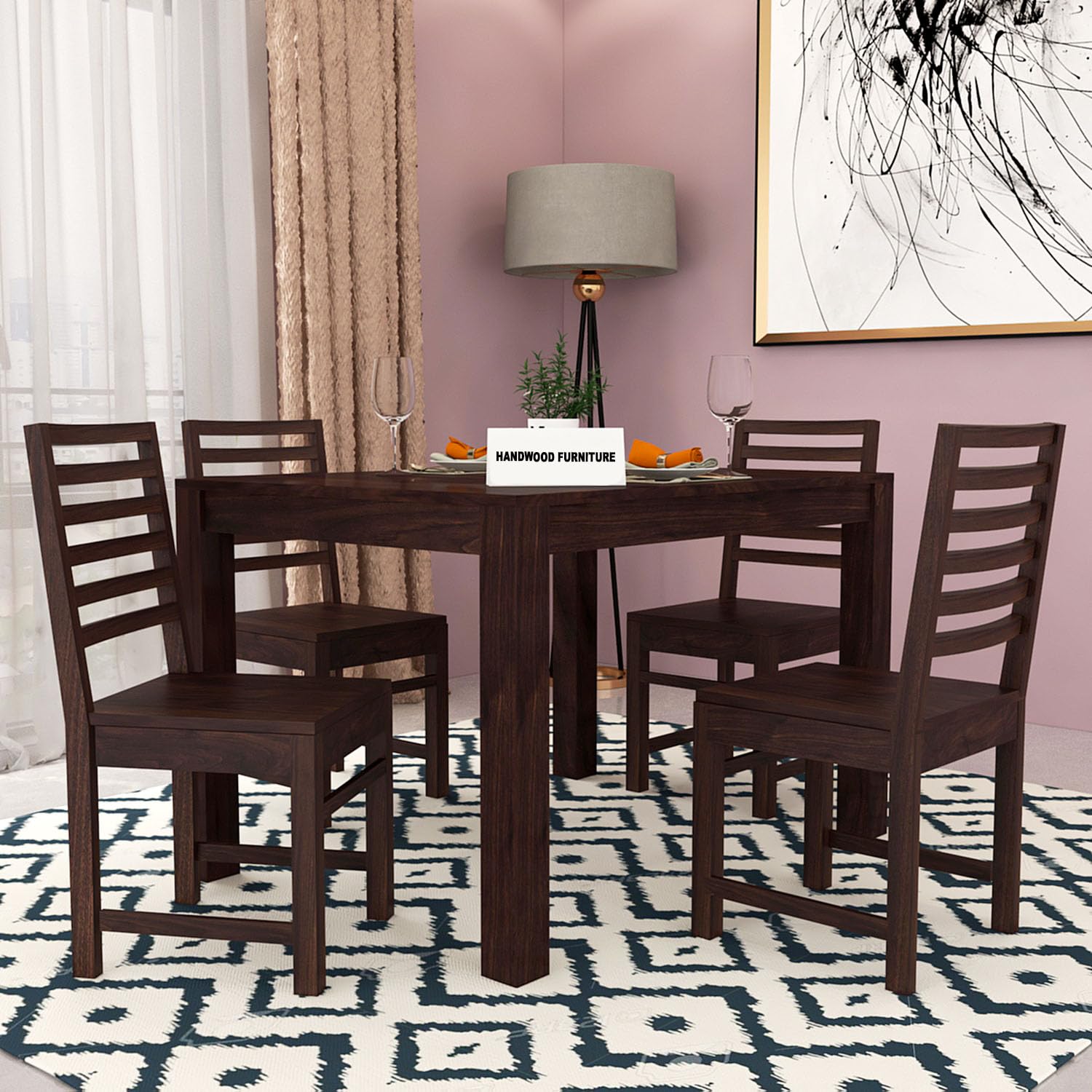 Premium Sheesham Wood Dining Table(45x30) with 4 Chairs | 4 Seater Dining Set | Wooden Dining Table with Chair | Dining Room Furniture