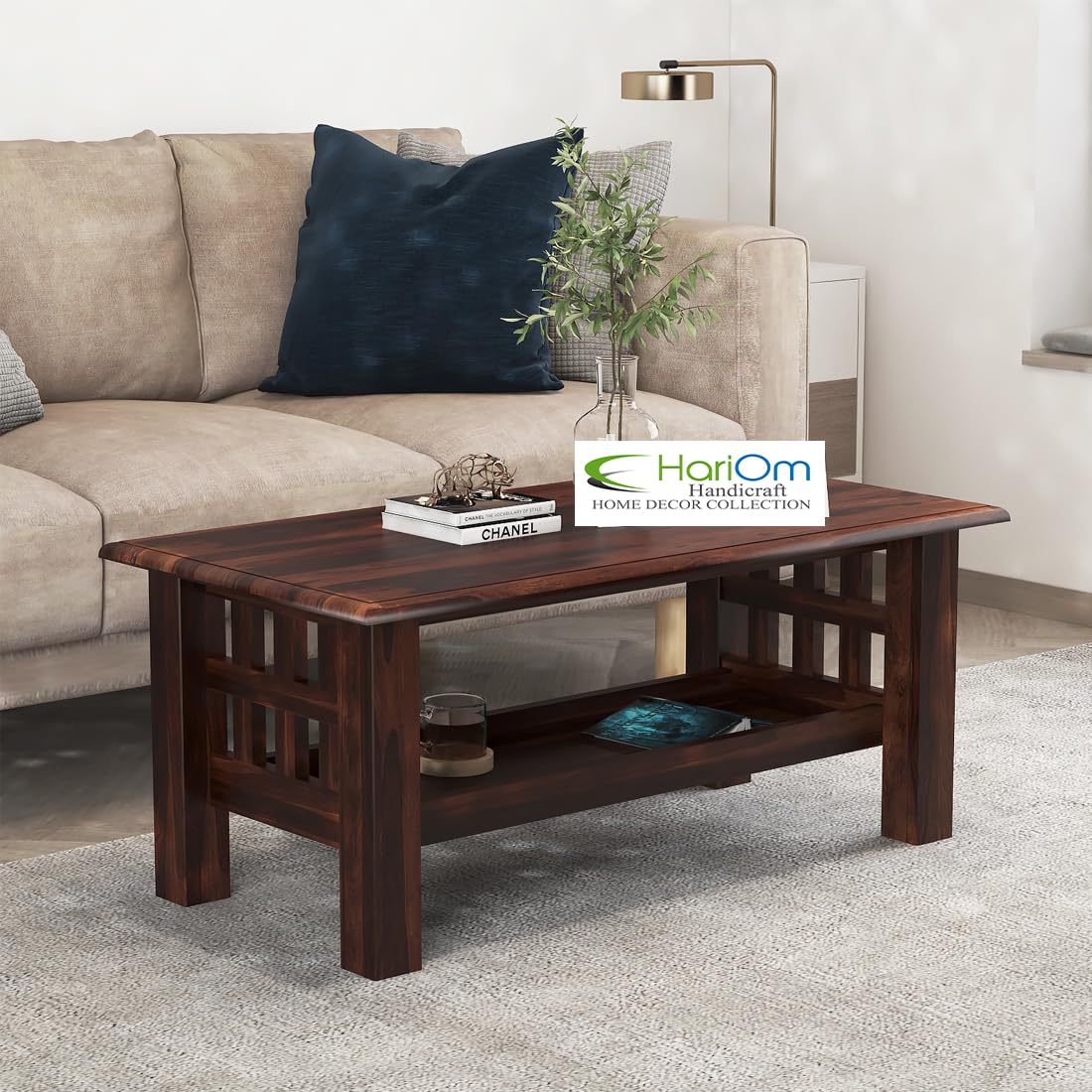 KendalWood Furniture Rectangle Sheesham Wooden Coffee Table for Living Room | Wooden Center Table