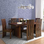 Sheesham Wood Dining Table with 6 Seater with 1 Bench|6 Seater Dining Set- Dining Room Furniture