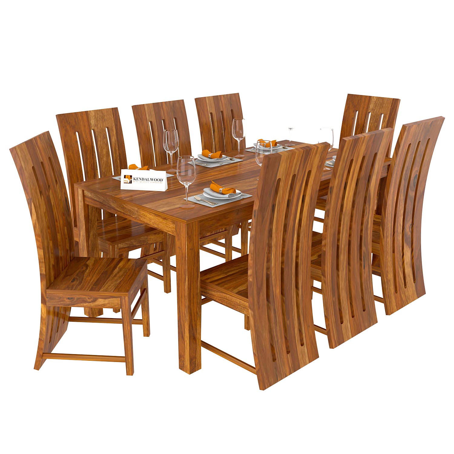 Solid (Sheesham) Wood Dining Table with 8 Chairs | 8 Seater Dining Set
