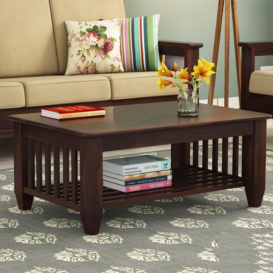 Sheesham Wood Coffee Table for Living Room | Wooden Center Table