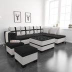 8 Seater Sofa Set, L Shape Sofa (Right Facingyp) 2 Ottoman, 6 Small Pillow with Coffee Table for Living Room Furniture