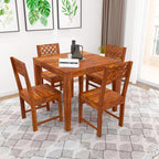 Premium Sheesham Wood Dining Table (34x34) with 4 Chairs | 4 Seater Dining Set