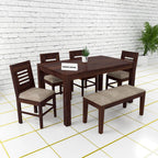 Sheesham Wood Dining Table(57x35) with 4 Chairs & 1 Bench | 6 Seater Dining Set | Best Furniture for Home | Dining Room Furniture