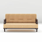Solid Wood 3 Seater Wooden Sofa Set for Living Room Furniture Fabric 3 Seater Sofa