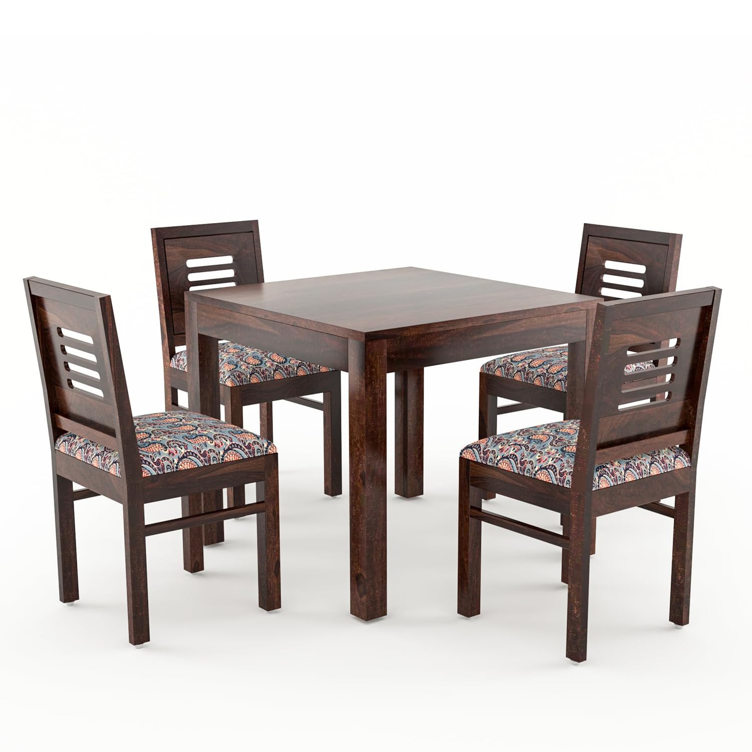 Premium Sheesham Wood Dining Table (34x34) with 4 Chairs | 4 Seater Dining Set | Wooden Dining Table with Chair | Dining Room Furniture