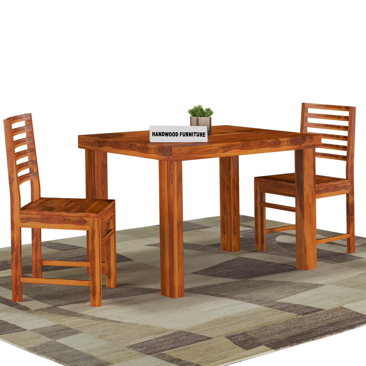 Premium Sheesham Wood Dining Table(45x30) with 2 Chairs | 2 Seater Dining Set | Wooden Dining Table with Chair |Dining Room Furniture