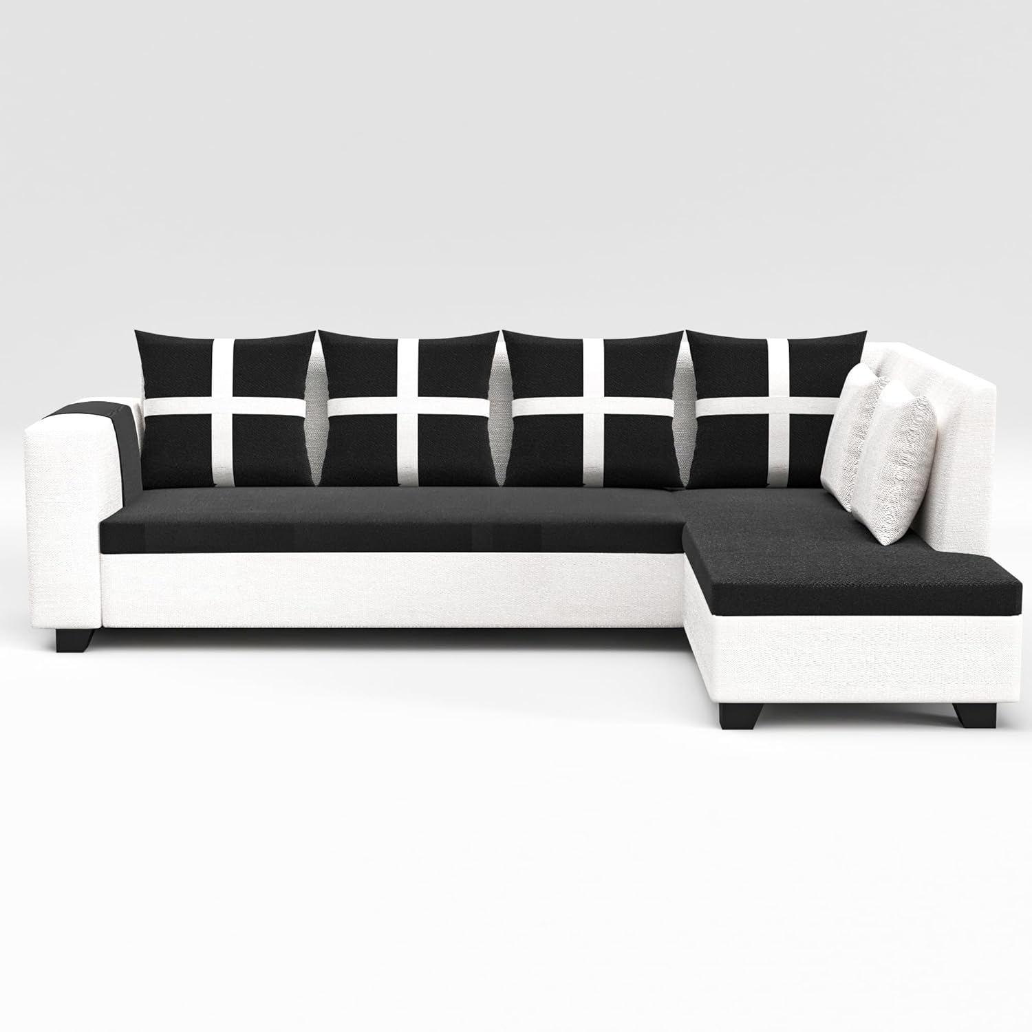 8 Seater Sofa Set, L Shape Sofa (Right Facingyp) 2 Ottoman, 6 Small Pillow with Coffee Table for Living Room Furniture