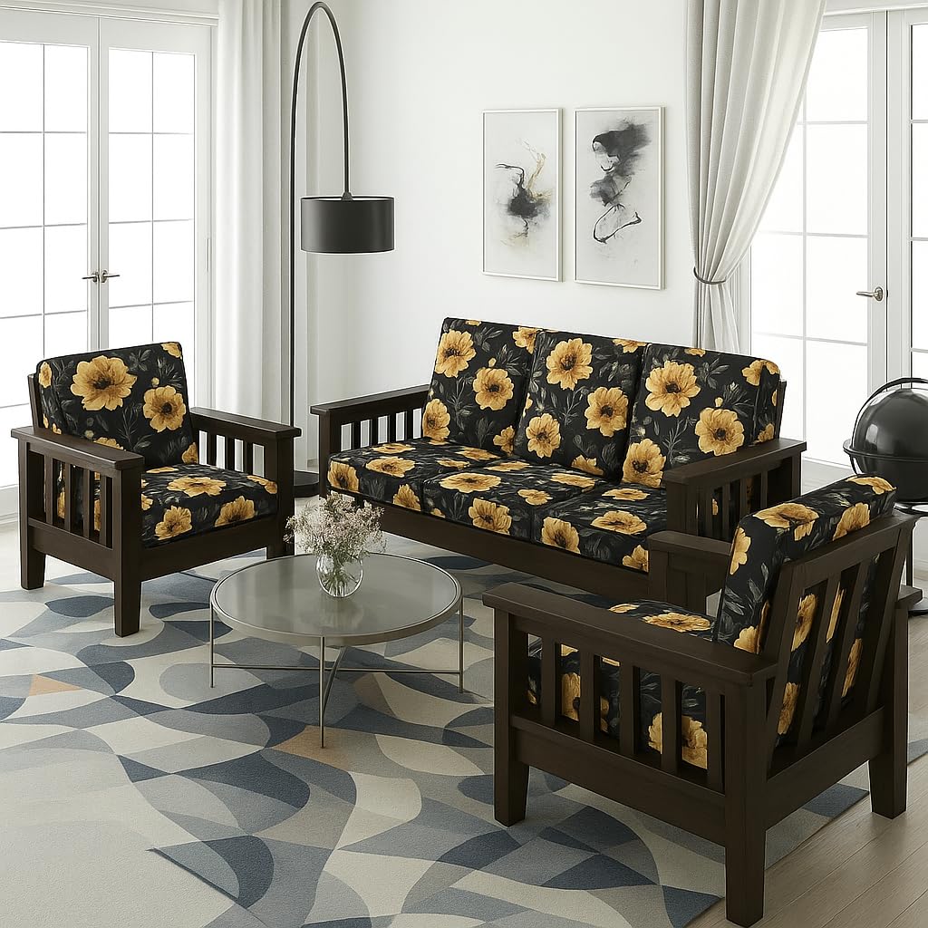 Solid Sheesham Wood Sofa Set | 5 Seater Wooden Sofa Set | 3+1+1 Sofa | Sofa Set
