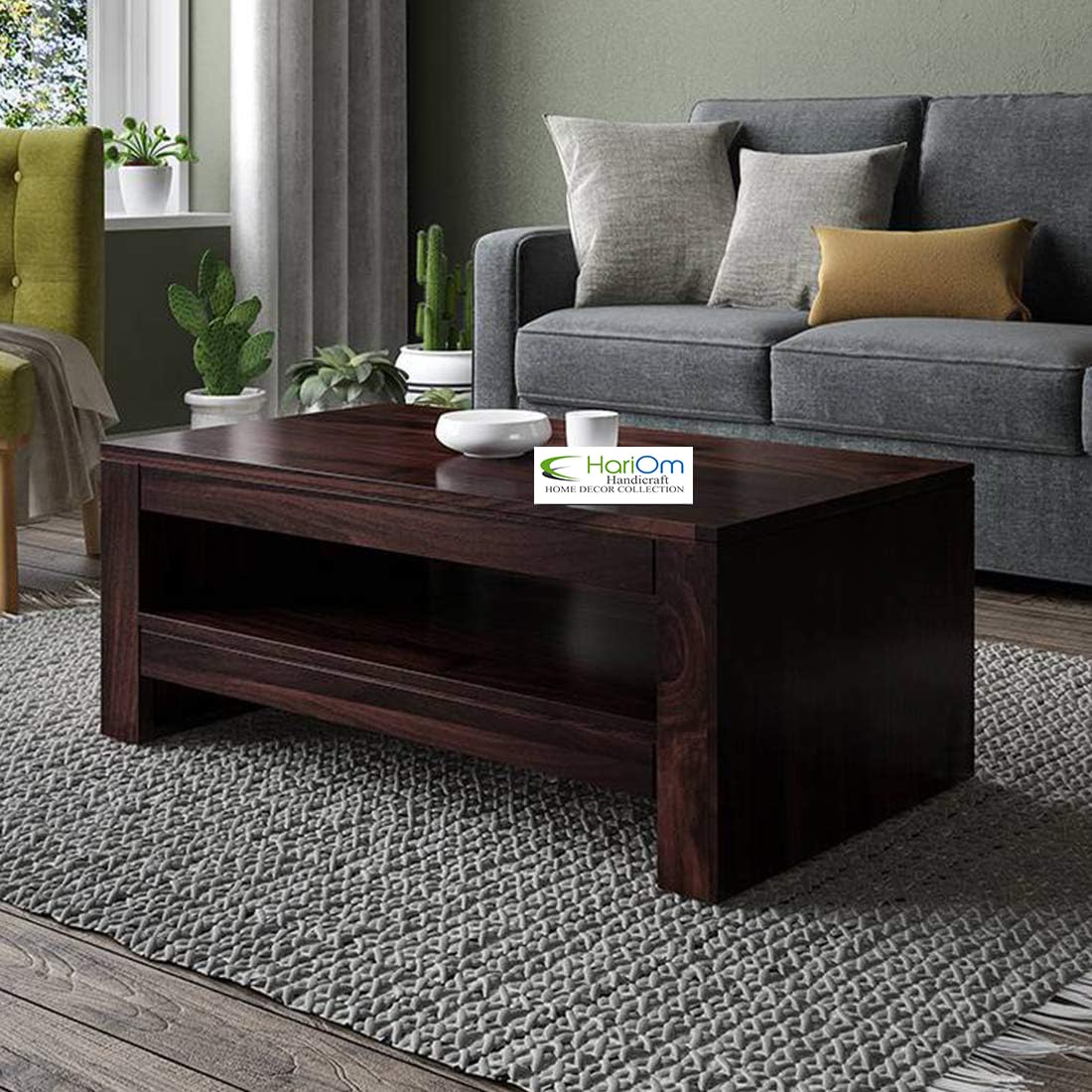 KendalWood Furniture Rectangle Sheesham Wooden Coffee Table for Living Room | Wooden Center Table