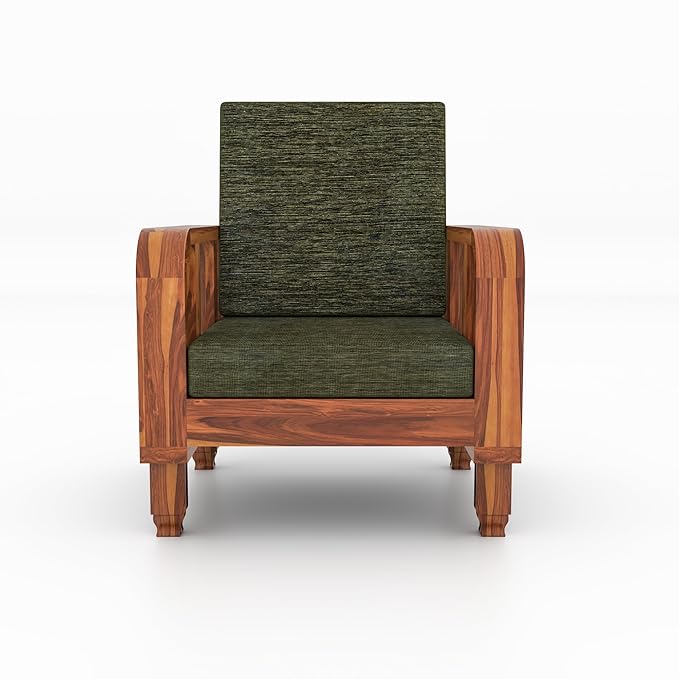Solid Wood 1 Seater Wooden Sofa Set for Living Room Furniture Fabric 1 Seater Sofa
