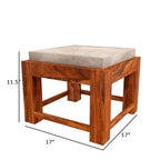 Premium Sheesham Wood Coffee Table for Living Room | Wooden Coffee Table with 4 Stool | Walnut Finish with Flower Printed Cushions