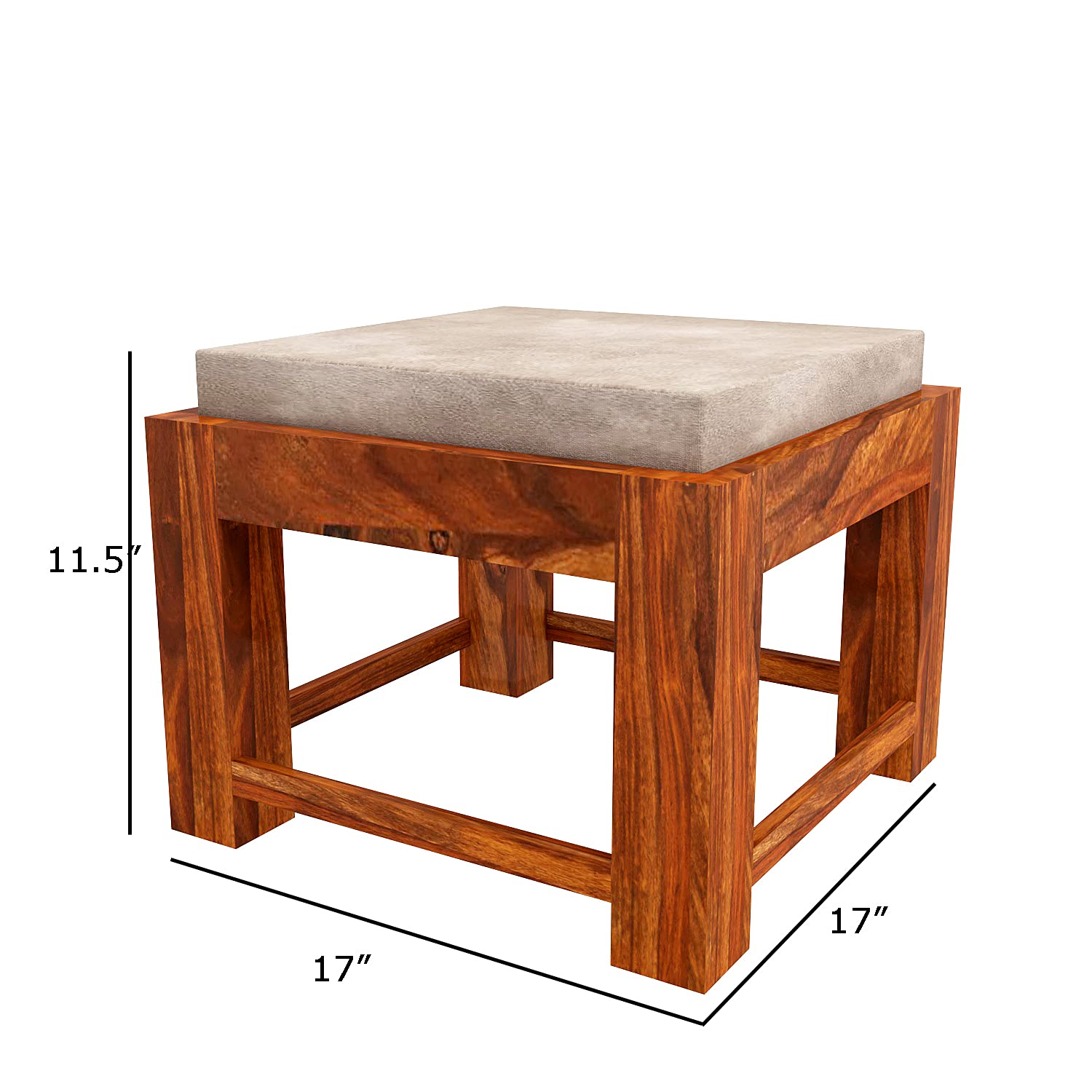 Premium Sheesham Wood Coffee Table for Living Room | Wooden Coffee Table with 4 Stool | Walnut Finish with Flower Printed Cushions