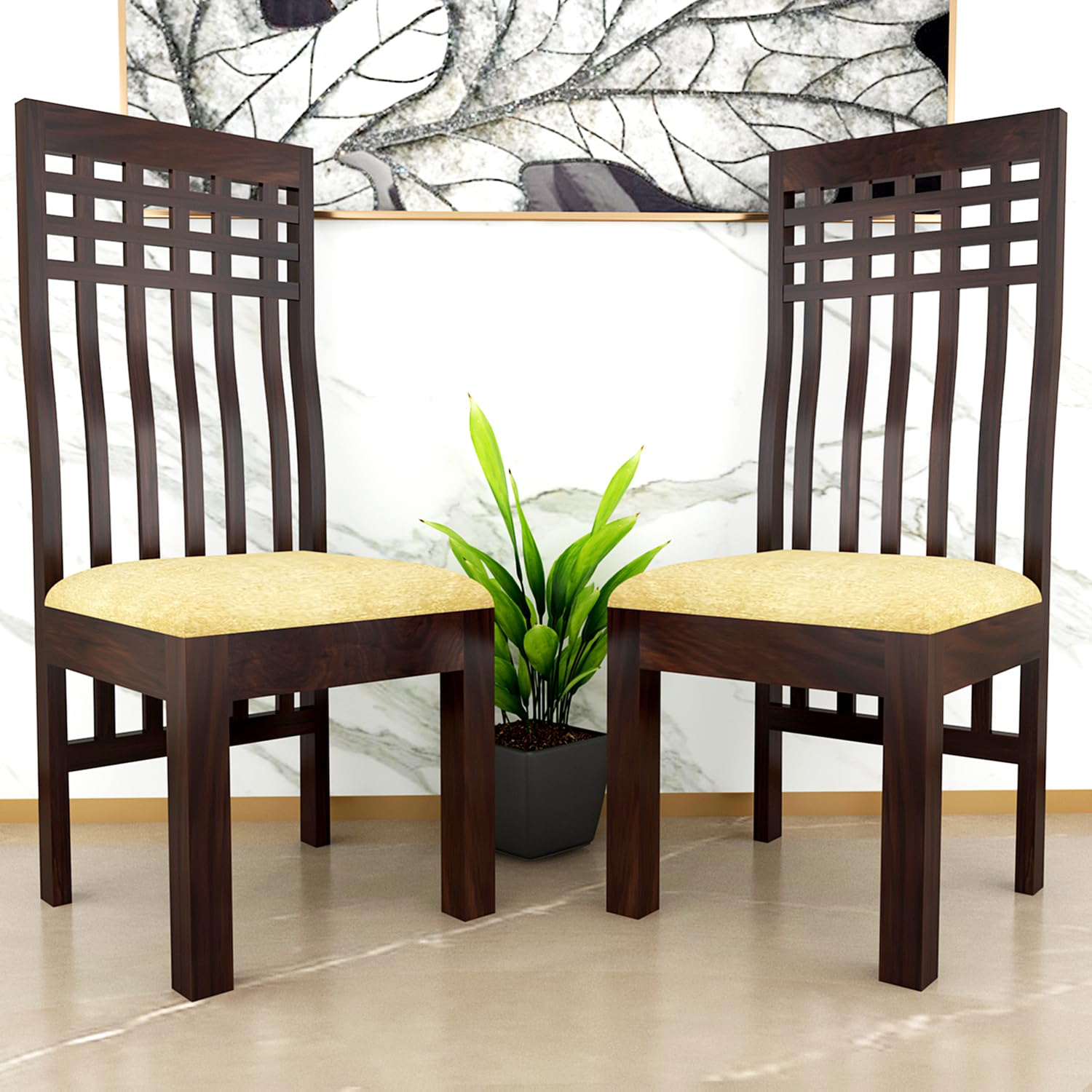 Modern Home Furniture | Solid Wood Dining Chair Set of 2 | Study & Multipurpose Chair for Home & Office