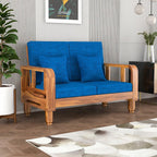 Solid Wood 2 Seater Wooden Sofa Set for Living Room Furniture Fabric 2 Seater Sofa