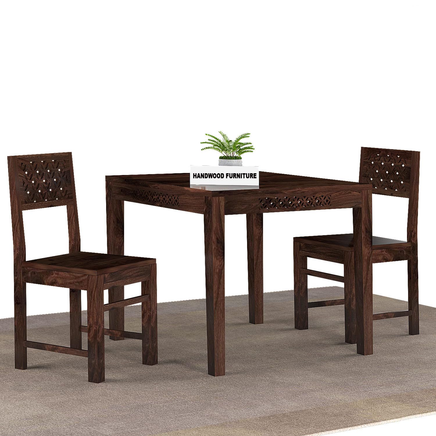 Premium Sheesham Wood Dining Table (34x34) with 2 Chairs | 2 Seater Dining Set | Wooden Dining Table with Chair | Dining Room Furniture